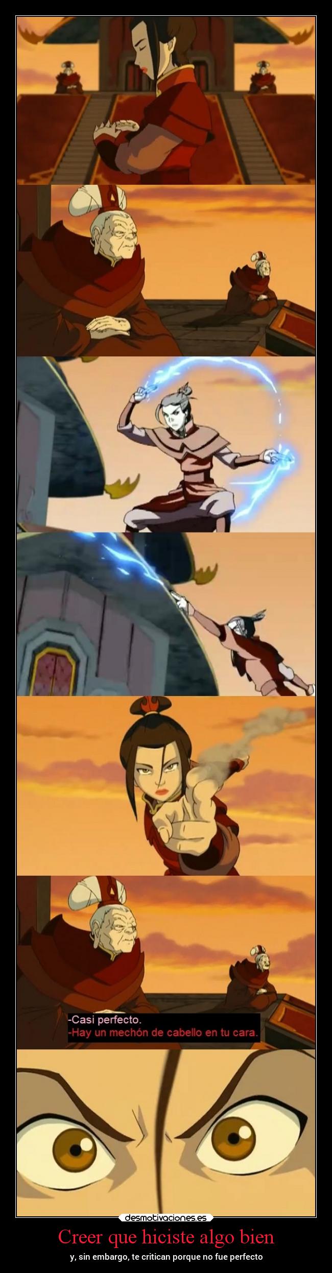 carteles criticas buscan perfeccion azula avatar leyenda aang desmotivaciones