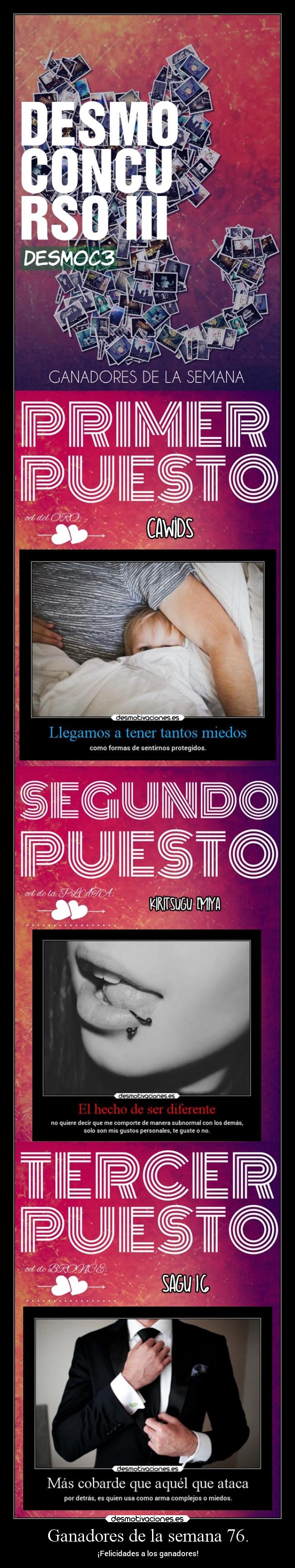 Ganadores de la semana 76. - ¡Felicidades a los ganadores!