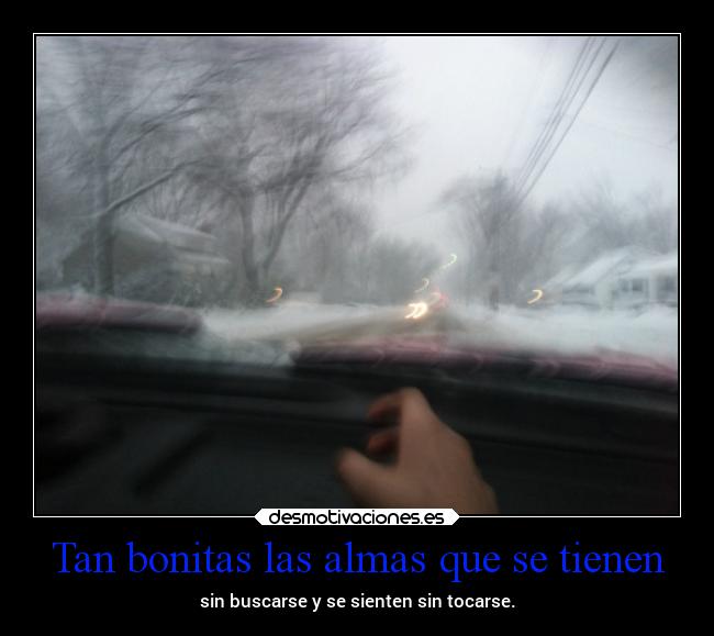 Tan bonitas las almas que se tienen - sin buscarse y se sienten sin tocarse.