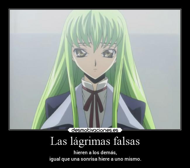 carteles dolor anime vida manga codegeass lagrimas sonrisas falsas mentir desmotivaciones