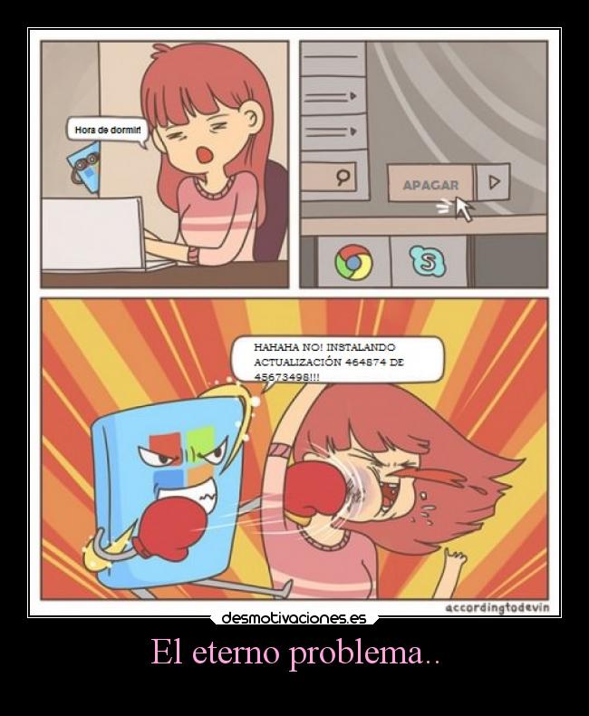 carteles dormir actualizar windows computadora desmotivaciones