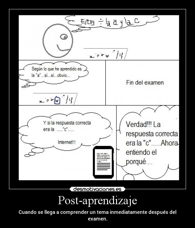 Post-aprendizaje - Cuando se llega a comprender un tema inmediatamente después del
examen.