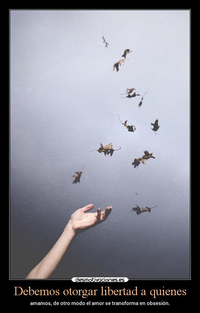 Debemos otorgar libertad a quienes - amamos, de otro modo el amor se transforma en obsesión.