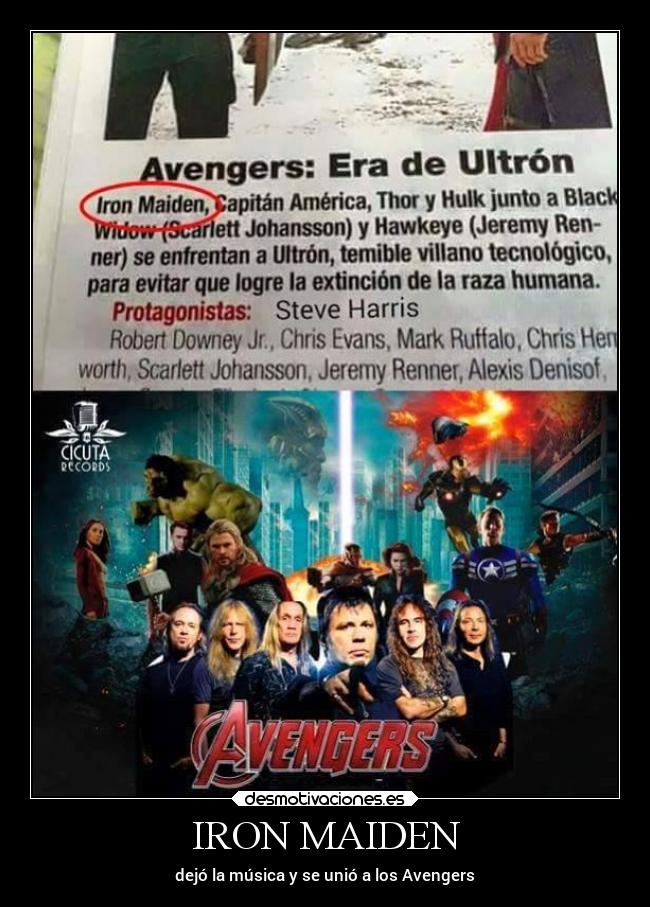 IRON MAIDEN - dejó la música y se unió a los Avengers