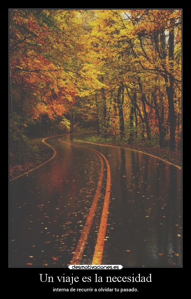 Un viaje es la necesidad - interna de recurrir a olvidar tu pasado.