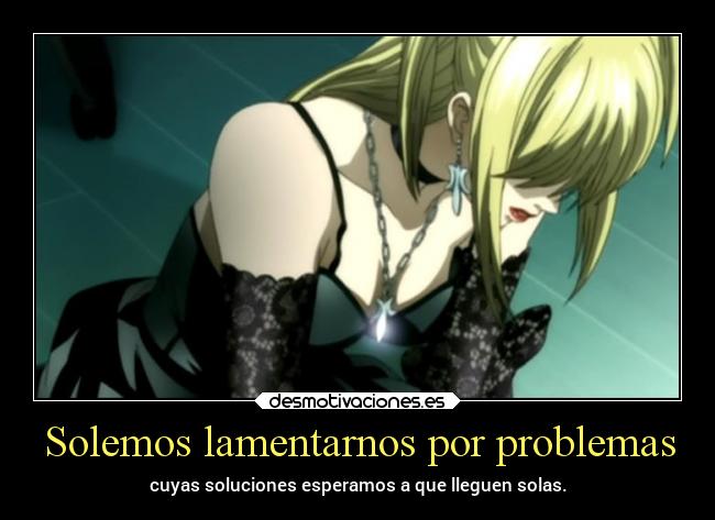 carteles problemas llorar problemas desmotivaciones anime misa amane esperamos solas desmotivaciones