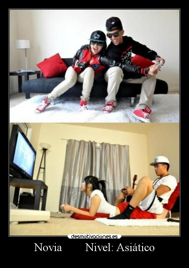 carteles risa videojuegos amistad amor meme girlfriend novia pareja asia asiaticos nivel game desmotivaciones