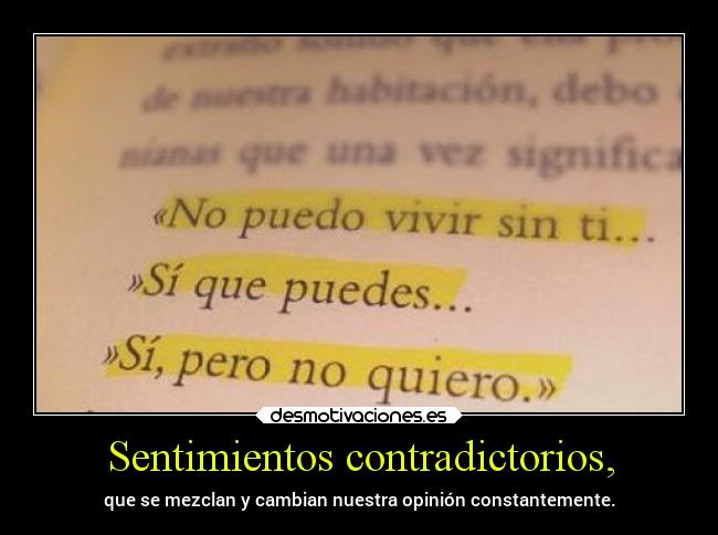 Sentimientos contradictorios, -