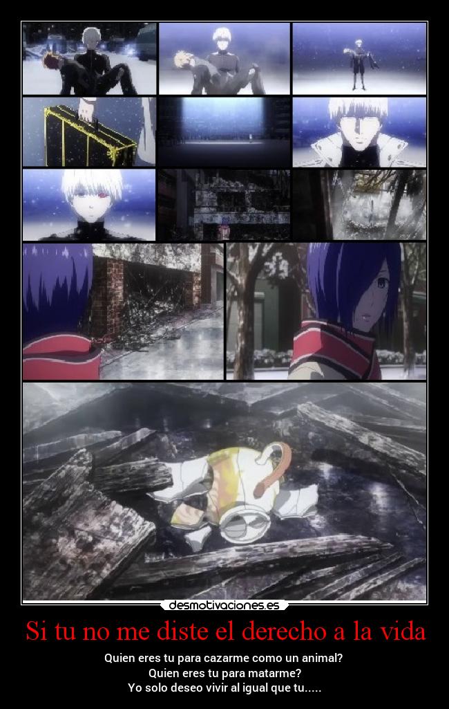 carteles vida anime tokyo ghoul escena final segunda temporada desmotivaciones