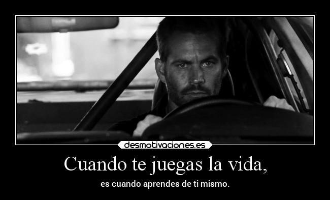 carteles vida vida arriesgar jugar aprender paul walker fast and furious desmotivaciones