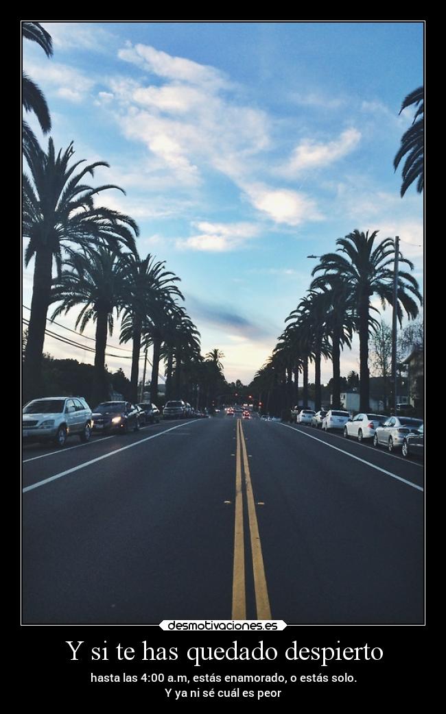 Y si te has quedado despierto - hasta las 4:00 a.m, estás enamorado, o estás solo.
Y ya ni sé cuál es peor