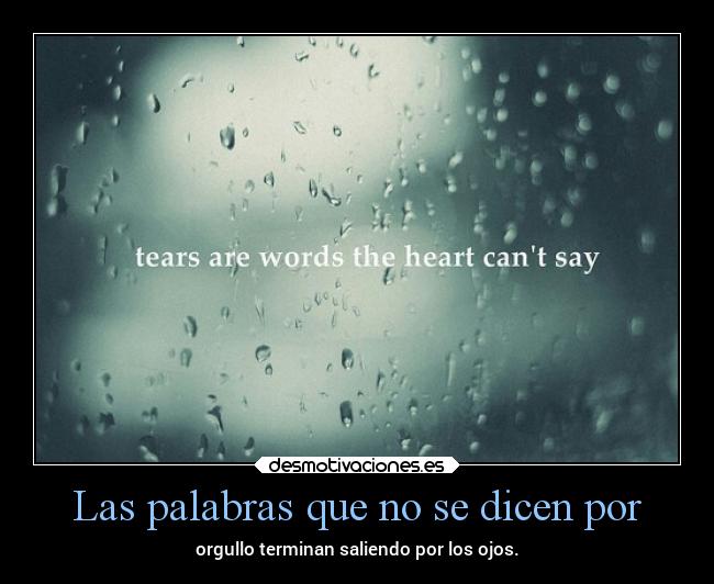 Las palabras que no se dicen por - orgullo terminan saliendo por los ojos.