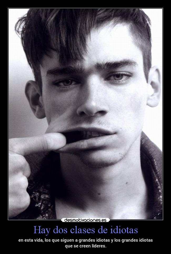 Hay dos clases de idiotas - en esta vida, los que siguen a grandes idiotas y los grandes idiotas
que se creen líderes.