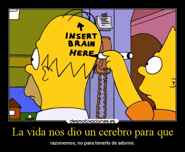 La vida nos dio un cerebro para que - razonemos, no para tenerlo de adorno.