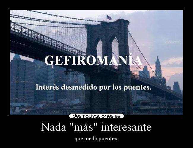 Nada más interesante - que medir puentes.