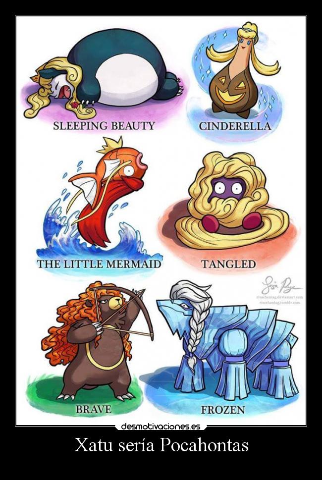 carteles videojuegos pokemon xatu valiente princesas disney snorlax magikarp tangela ursaring frozen desmotivaciones