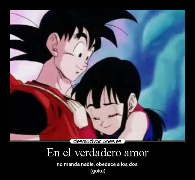 En el verdadero amor - no manda nadie, obedece a los dos
(goku)