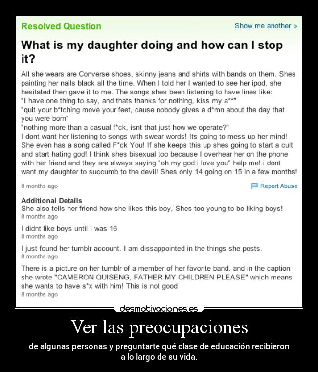 Ver las preocupaciones -