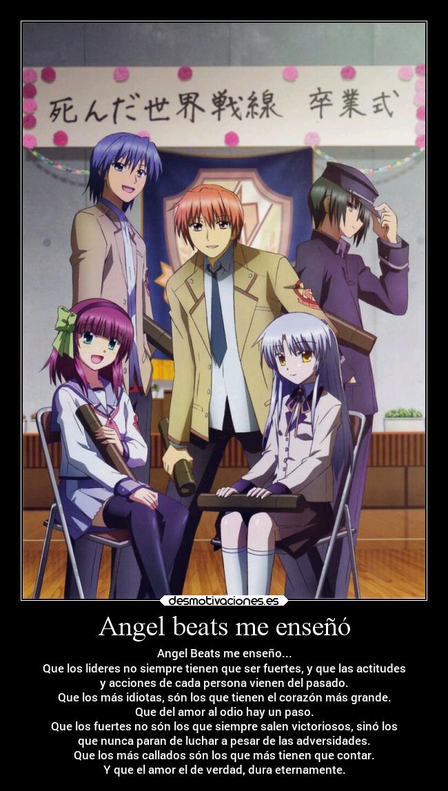 carteles anime amor amigos angel beats kanade yuri otonashi mapo tofu desmotivaciones