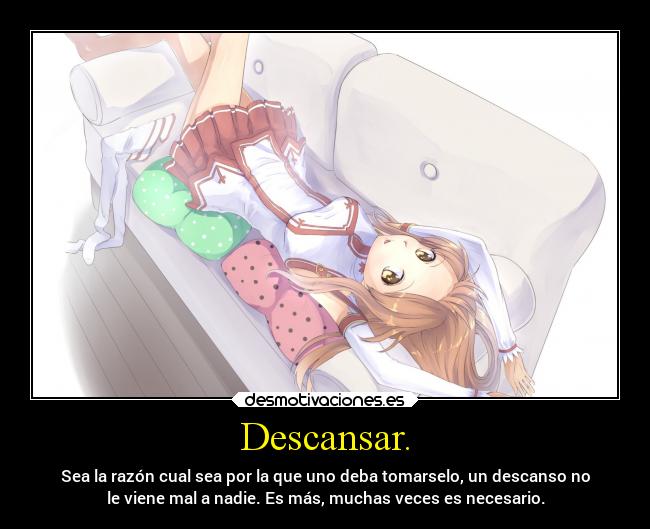 carteles anime vida clasico asuna yuuki sao descanso relajarse project soyunidiotatm desmotivaciones