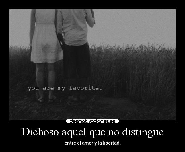 Dichoso aquel que no distingue - entre el amor y la libertad.