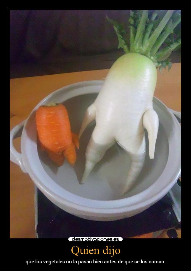 Quien dijo - que los vegetales no la pasan bien antes de que se los coman.