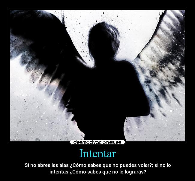 Intentar - Si no abres las alas ¿Cómo sabes que no puedes volar?; si no lo
intentas ¿Cómo sabes que no lo lograrás?