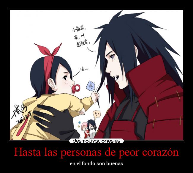 carteles corazon naruto anime madara sarada uchiha bebe desmotivaciones