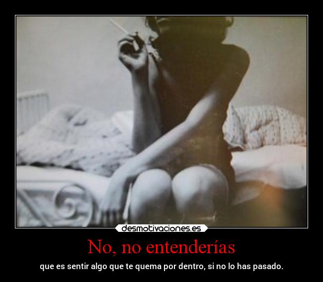 No, no entenderías - que es sentir algo que te quema por dentro, si no lo has pasado.