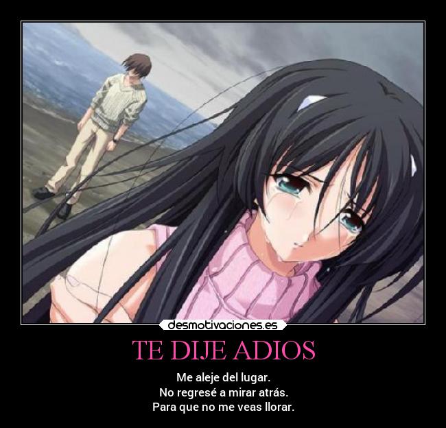 TE DIJE ADIOS - Me aleje del lugar.
No regresé a mirar atrás.
Para que no me veas llorar.
