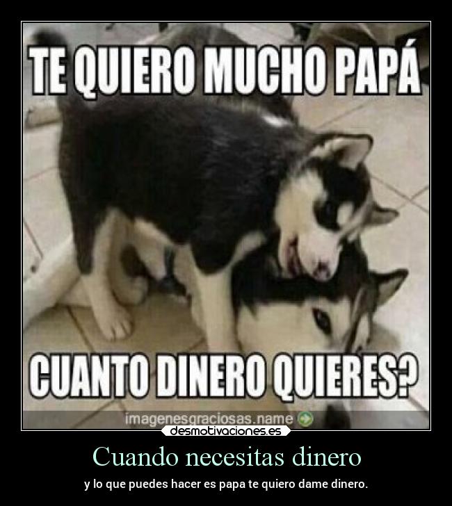 Cuando necesitas dinero - y lo que puedes hacer es papa te quiero dame dinero.