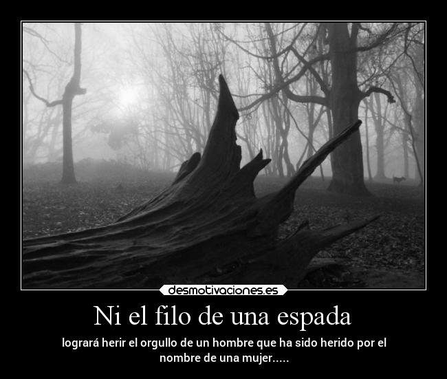 Ni el filo de una espada - logrará herir el orgullo de un hombre que ha sido herido por el
nombre de una mujer.....