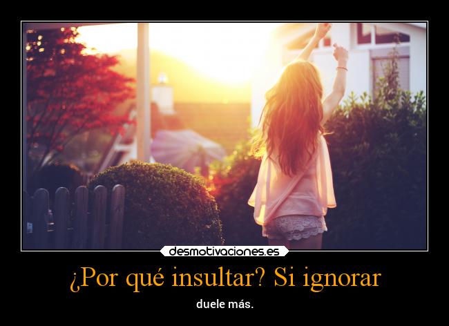¿Por qué insultar? Si ignorar - duele más.