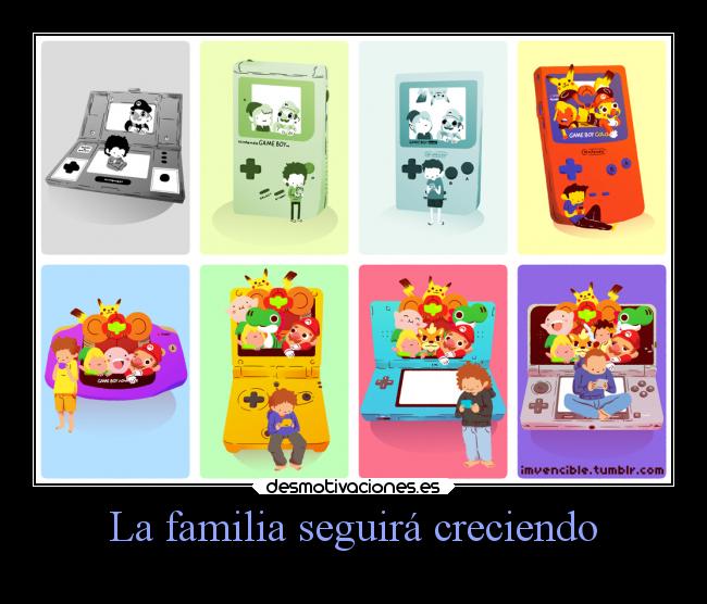 carteles familia videojuegos pokemon nintendo consolas mario 3ds gameboy yoshi metroid link desmotivaciones