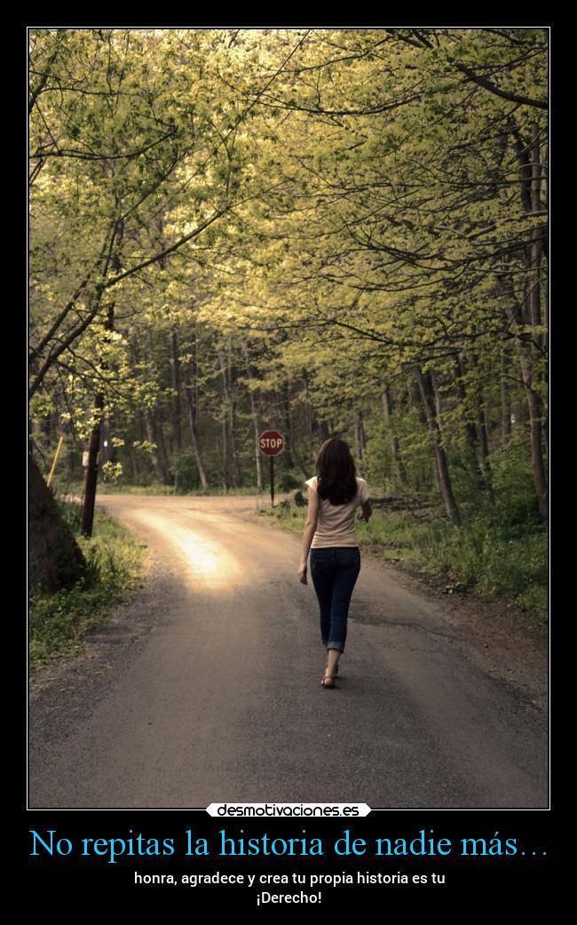 carteles historia historia motivaciones pensamientos repetir nadie mas honrar agradecer crear creer derecho desmotivaciones