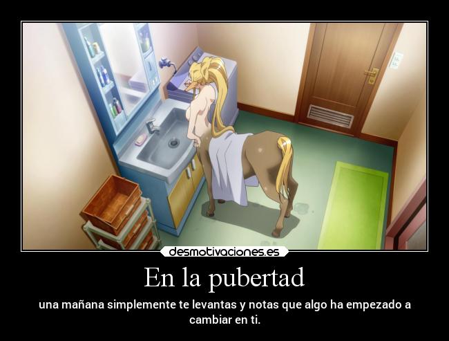 carteles mundo vida humor anime raptorhunters harukaze manga monstermusume monster musume pubertad centorea desmotivaciones