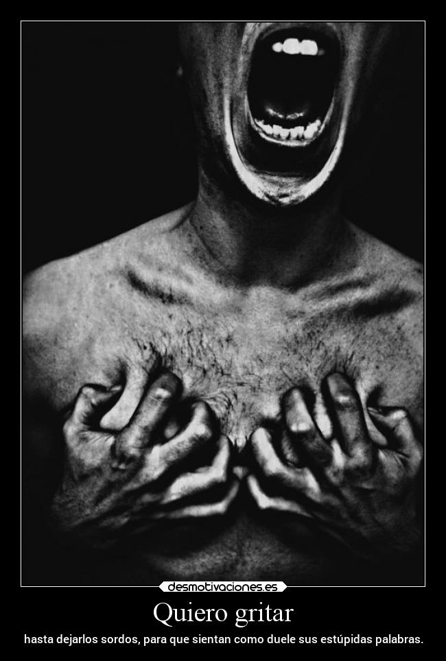 Quiero gritar - hasta dejarlos sordos, para que sientan como duele sus estúpidas palabras.