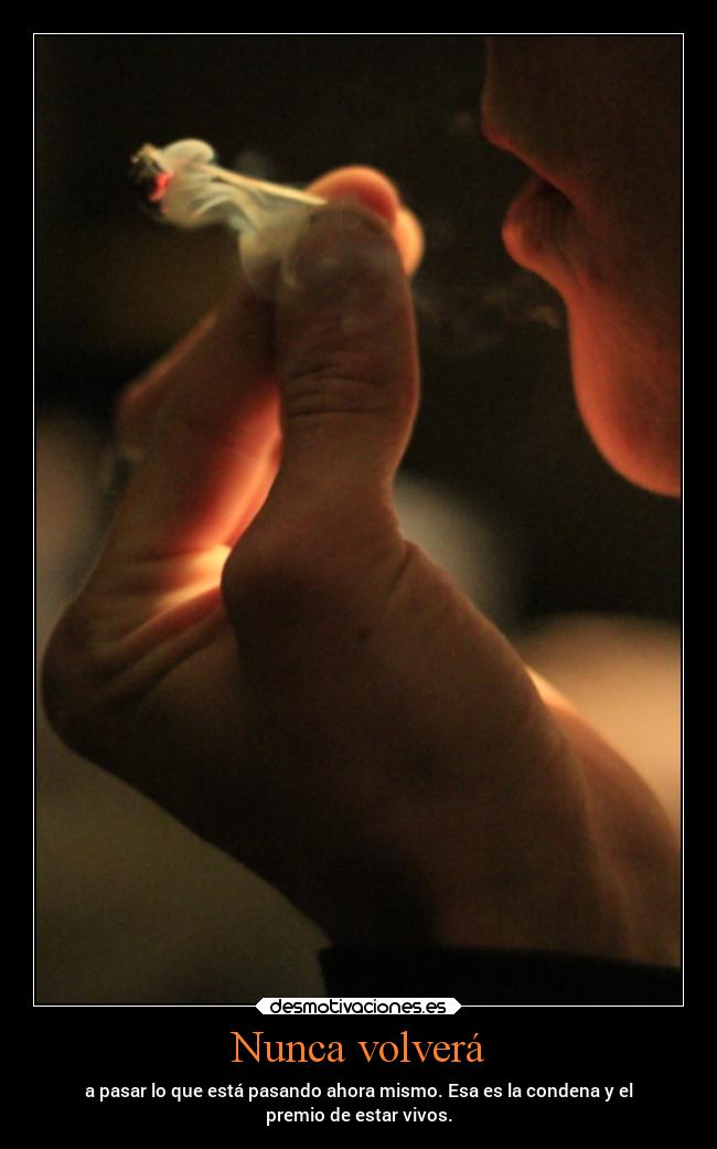 Nunca volverá - a pasar lo que está pasando ahora mismo. Esa es la condena y el
premio de estar vivos.