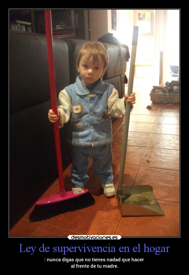 Ley de supervivencia en el hogar - : nunca digas que no tienes nadad que hacer 
al frente de tu madre.