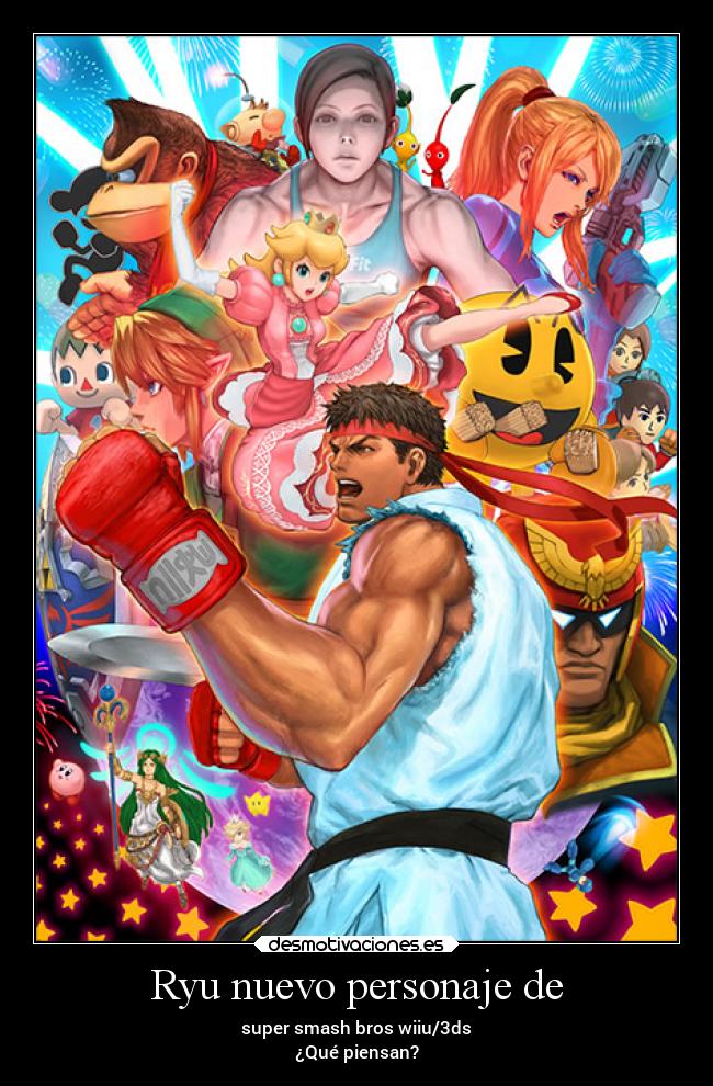 carteles videojuegos ryu supersmahbros wiiu 3ds super smash bros nintendo pacman kirby megaman streetfighter desmotivaciones