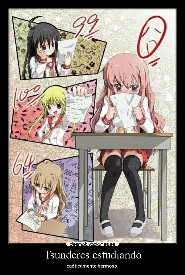 Tsunderes estudiando - 
