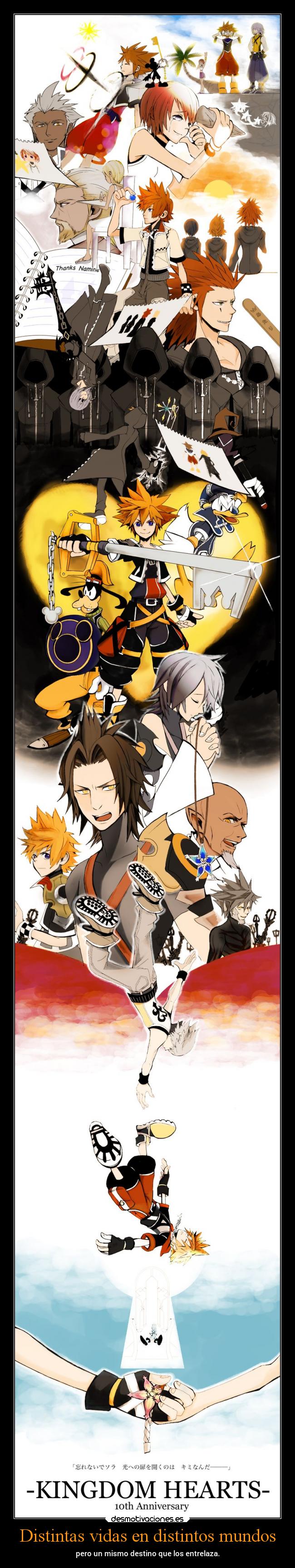 carteles anime kingdomhearts sora riku kairi roxan namine axel ventus terra aqua donald guffy danieldats desmotivaciones