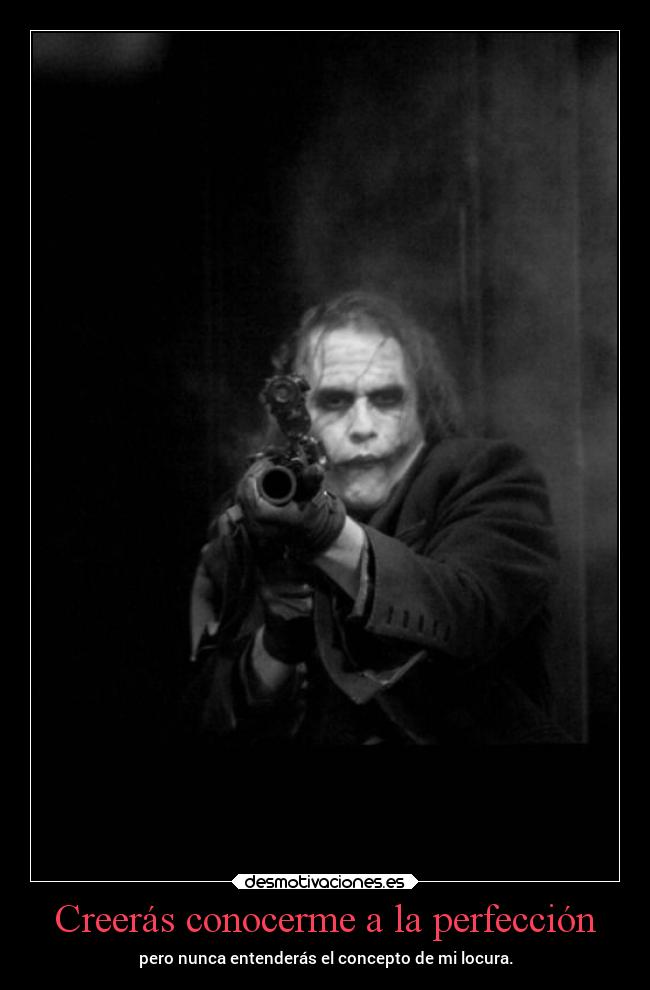 Creerás conocerme a la perfección - pero nunca entenderás el concepto de mi locura.