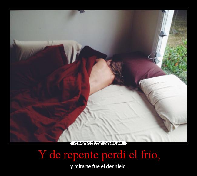 Y de repente perdí el frío, - y mirarte fue el deshielo.