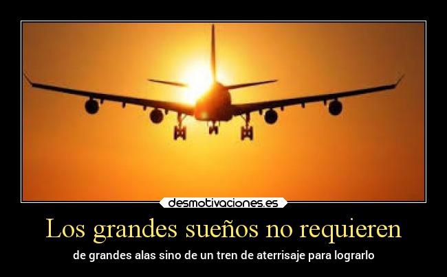 Los grandes sueños no requieren - de grandes alas sino de un tren de aterrisaje para lograrlo