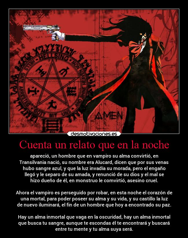 carteles muerte anime vampiro alucard hellsing shadow89 desmotivaciones