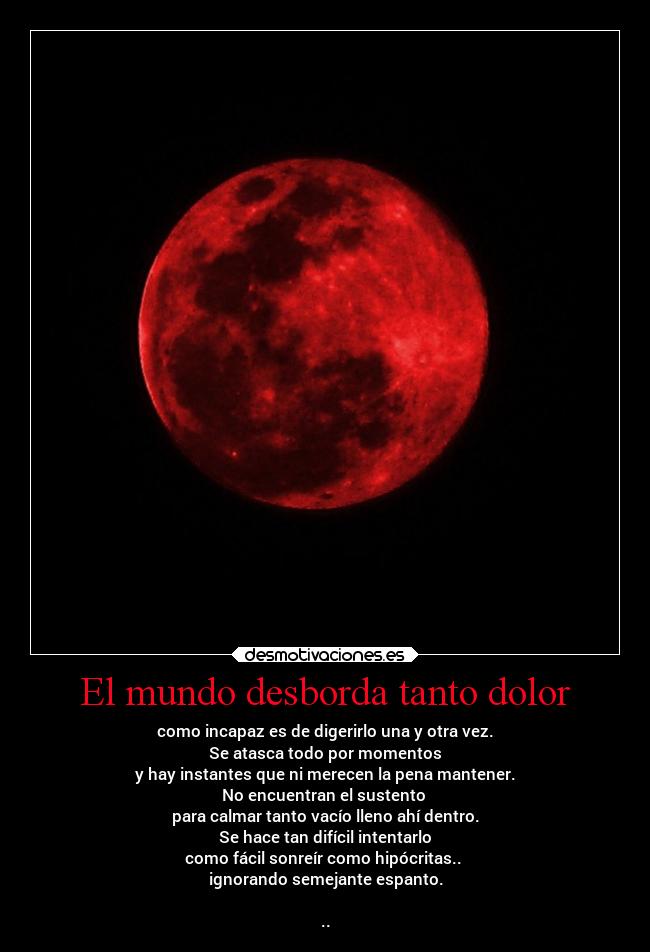 El mundo desborda tanto dolor -