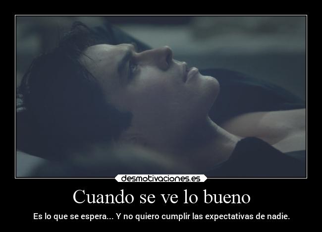 Cuando se ve lo bueno - Es lo que se espera... Y no quiero cumplir las expectativas de nadie.