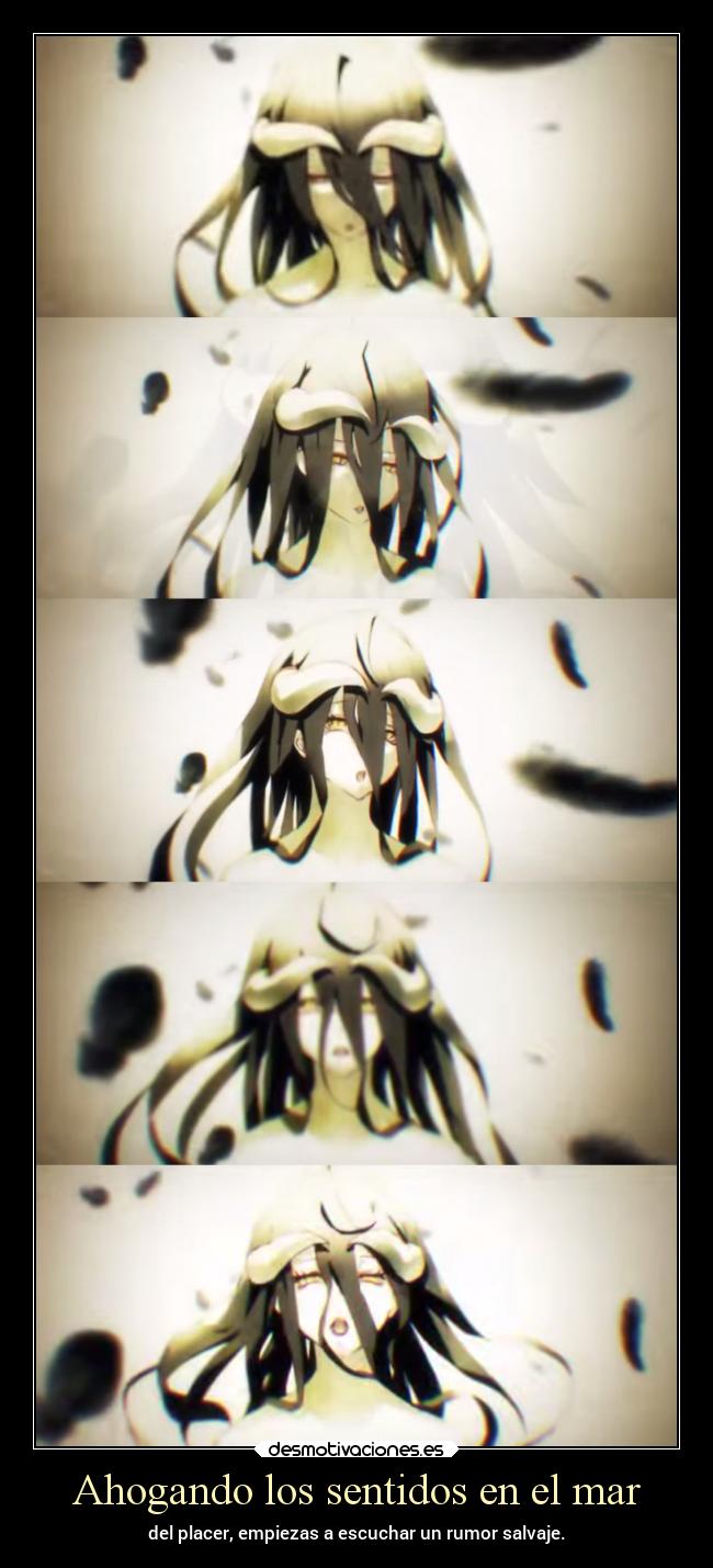 carteles vida anime overlord albedo poema verso deseo obsesion cordura desmotivaciones