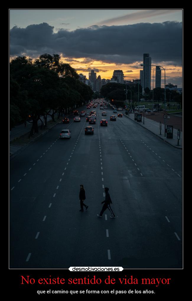 No existe sentido de vida mayor - que el camino que se forma con el paso de los años.